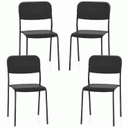 Helloshop26 - Lot de 4 chaises empilables pour salle à manger 48,5 x 44,5 x 81 cm confort optimal style moderne en PP noir 20_0011821 - noir 30002269