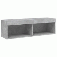 Helloshop26 - Meuble TV mural avec lumières LED design contemporain rangement 100 x 30 x 30 cm en bois d'ingénierie gris béton 02_0049387 - gris Bo