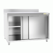 Meuble bas inox 1400x800 mm adossé PREMIUM - GOLDINOX - gris inox 3701770811144