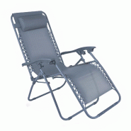 Oviala Business Fauteuil relax de jardin en acier et textilène inclinable bleu foncé - bleu acier 114894