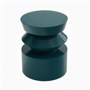 Oviala Business Table basse bout de canapé effet laqué bleu canard diam 40 cm - bleu 114329