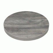 Plateau de table rond pré-percé en mélamine gris 600 mm | Bolero - FT292