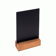 PLEXIROM Ardoise de table ou comptoir a5 portrait avec base en bois naturel chêne par 5 - noir W00006BOISX5