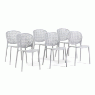 RATTATAN Lot de 6 chaises d'extérieur empilables en polypropylène avec fibre de verre dossier ajouré pour jardin terrasse bar restaurant Lulù - gr