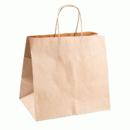 Sac traiteur kraft brun poignées torsadées 26x17x25 cm - par 250