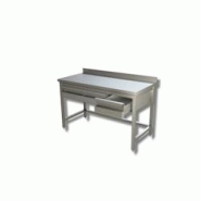 Table avec étagère et 4 tiroirs avec dosseret - Gamme 700 - Ristopro - l200- L- P70- h85- Inox AISI430 - 7864848651533 Table avec étagère et 4 tiroirs avec dosseret - Gamme 700 - Ristopro - l200- L- P70- h85- Inox AISI430 - 7864848651533