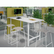 Table connectée haute en bois avec support pour écran Table connectée haute en bois avec support pour écran