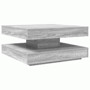 VidaXL Table basse rotative à 360 degrés sonoma gris 70x70x34,5 cm Modèle Velvet Chic - 858484