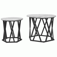 VidaXL Table d'appoint 2 pcs Gris Sonoma Bois d'ingénierie et acier Modèle Zenith Loft - 868246