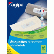 Agipa 100802 Lot de 8000 Etiquettes DIN A4 multi usage pose express droits 105 mm x 35 mm Blanc - 3270241008029