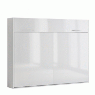 ARMOIRE LIT ESCAMOTABLE VERTIGO FAÇADE BLANC BRILLANT COUCHAGE 140*200 CM