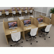 Bureau de call center version double 6 personnes Call. - Chêne veiné, 6 places_0