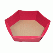 Corbeille hexagonale rouge 32x26x12cm à monter - par 10 - Originalité, solidité et grand volume