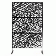 COSTWAY brise-vue de jardin résistant aux intempéries avec support 122x198cm, paravent métallique autoportant pour balcon extérieur - noir métal COSTWAY brise-vue de jardin résistant aux intempéries avec support 122x198cm, paravent métallique autoportant pour balcon extérieur - noir métal