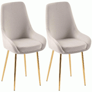 Décoshop26 - Lot de 2 chaises de salle à manger élégance confort design moderne en velours gris structure métallique doré 10_0007690 - gris mét