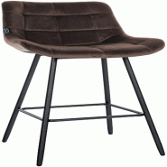 Décoshop26 - Tabouret de bar x1 avec repose-pieds revêtement en velours marron piètement à quatre pieds en métal noir 10_0005464 - marron métal