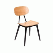 Emh Chaise professionnelle Denise – cadre acier noir et assise dossier en placage bois – usage chr intérieur – vendue par lot de 2 - acier CHDENISE