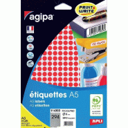 Etiquettes rouge Ø8mm PEFC - par 2940 - pour écriture manuelle ou à imprimer