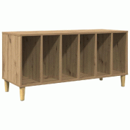 Helloshop26 - Armoire à disques pratique 100 x 38 x 48 cm rangement spacieux style classique en bois chêne artisanal 02_0051063 - Bois massif 300023