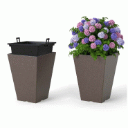 Helloshop26 - Lot de 2 jardinières à arrosage automatique 25 x 25 x 35 cm facile à entretenir effet bois en PP marron 20_0012463 - 3000227236043 Helloshop26 - Lot de 2 jardinières à arrosage automatique 25 x 25 x 35 cm facile à entretenir effet bois en PP marron 20_0012463 - 3000227236043