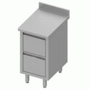 Meuble bas table de travail inox adossée avec deux tiroirs 455x600x900 - P930206455