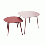 Oviala Business Lot de 2 tables basses de jardin en métal rose poudré et pourpre - rose acier 114740