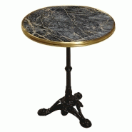Table de bistrot ronde monceau - marbre noir cerclage doré