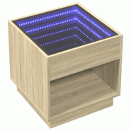 VidaXL Table de chevet avec LED infini chêne sonoma 50x50x50 cm - Bois manufacturé 3284086