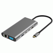 VALUE Station d'accueil USB type C, 2x HDMI (4K60 et 4K30), 1x DP 4K60, 1x VGA, 1x Gb Ethernet, 2x USB C, 2x USB A (3.2 Gen1 et USB 2.0, 1x type C PD
