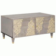 VidaXL Table basse Gris 80 x 50 x 40 cm Bois de mangue massif Modèle Sirius Vintage Plus - 4018777