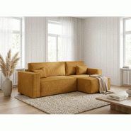 Vivabita Canapé d'angle convertible réversible en velours côtelé Charly - 3665367352864