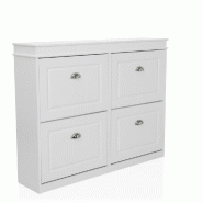 Armoire à chaussures / étagère à chaussures ESTHA 4 104x24x82 cm 4 portes à chaussures blanc hjh LIVING - blanc multi-matériau 927009