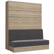 ARMOIRE LIT ESCAMOTABLE GENIUS SOFA CHÊNE CANAPÉ GRIS COUCHAGE 160*200