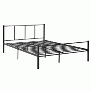 Décoshop26 - Lit pour adultes en métal avec lattes métalliques structure en acier noir 140 x 200 cm 03_0002693 - noir métal 3000325899782