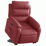 Fauteuil inclinable électrique rouge bordeaux similicuir Modèle Xermonis - 8721012175488