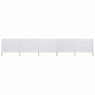 Helloshop26 - Brises-vue paravent 5 panneaux tissu 600 x 120 cm blanc sable 02_0008819 - 3000472547765