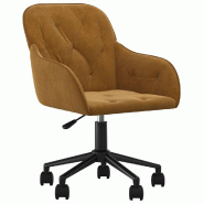 Helloshop26 - Chaise fauteuil siège pivotante de bureau informatique étude velours brun 02_0024147 - métal 3000214708126