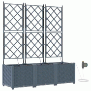 Helloshop26 - Lot de 3 cache-pots de jardin moderne avec système d'irrigation 120 x 40 x 142 cm en acier gris clair 02_0058597 - gris acier 300024067