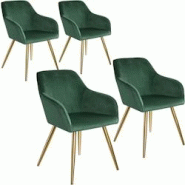 Helloshop26 - Lot de 4 chaises pieds doré siège de salon cuisine salle à manger design élégant velours vert 08_0000111 - 3000939899789 Helloshop26 - Lot de 4 chaises pieds doré siège de salon cuisine salle à manger design élégant velours vert 08_0000111 - 3000939899789