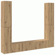 Helloshop26 - Lot de 6 meubles TV muraux 80 x 30 x 30 cm moderne style épuré rangement en bois d'ingénierie chêne artisanal 02_0055878 - Bois mass