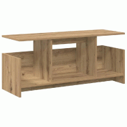 Helloshop26 - Meuble TV rectangulaire rangement spatial moderne 102 x 35 x 45 cm en bois d'ingénierie chêne artisanal 02_0054714 - Bois massif 30002