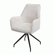 Mendler Chaise de salle à manger HWC-K15, chaise de cuisine chaise rembourrée avec accoudoirs, tissu/textile métal ~ crème-beige - beige textile 89339