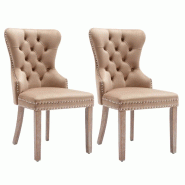 Merax Chaise de salle à manger (chaise de cuisine, chaise de salon, 2 pièces), bois massif, velours, gris-marron - marron multi-matériau PP305054AAB