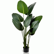 Plante Artificielle IvoQ Strelitzia 160 cm - Grande Plante Oiseau de Paradis en Pot - Réaliste & Sans Entretien - Pour Intérieur - polyester 8721161