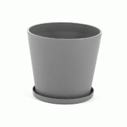 RATTATAN Pot rond Ø38cm en polypropylène avec fibre de verre, soucoupe assortie, léger, résistant, pour intérieur et extérieur LILIUM (1 pièce,