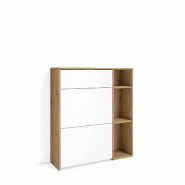 SKRAUT HOME Meuble à Chaussures, 90x102x27 cm, 10 paires de chaussures, Pour Entrée, Chêne et blanc - beige Bois manufacturé 671_5