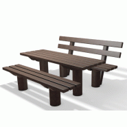 Table Pique Nique Taunus en Plastique Recyclé avec Banc et Banquette - UGS : HAH-TBUOL12200_0