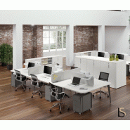 Bureau bench 6 personnes Blade - Alea - Non, Blanc, 360