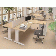 Bureau d'angle compact Corial - caisson 3 tiroirs - électrification incluse - Plateau 160x120 ou 180x120 Bureau d'angle compact Corial - caisson 3 tiroirs - électrification incluse - Plateau 160x120 ou 180x120