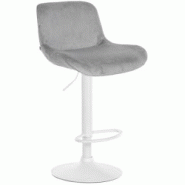 CLP Tabouret de bar Solon blanc Gris/Velours - gris textile 326120 CLP Tabouret de bar Solon blanc Gris/Velours - gris textile 326120